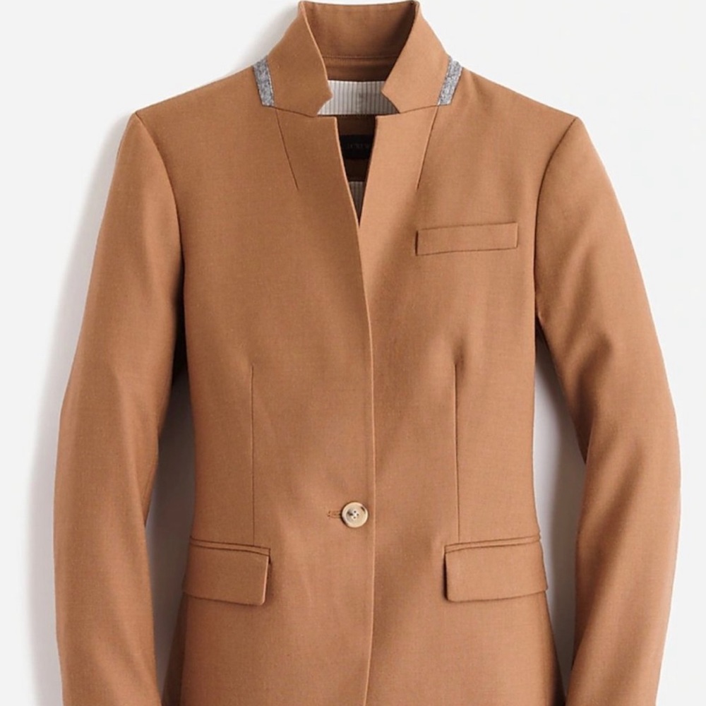 Jcrew Regent blazer in wool flannel, camel, size two, like new